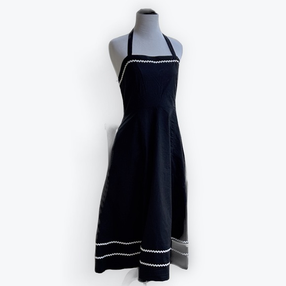 Cynthia Rowley Dresses & Skirts - Cynthia Rowley Black Cotton Halter Sundress Circle Skirt RickRack Whimsigoth ~ M
